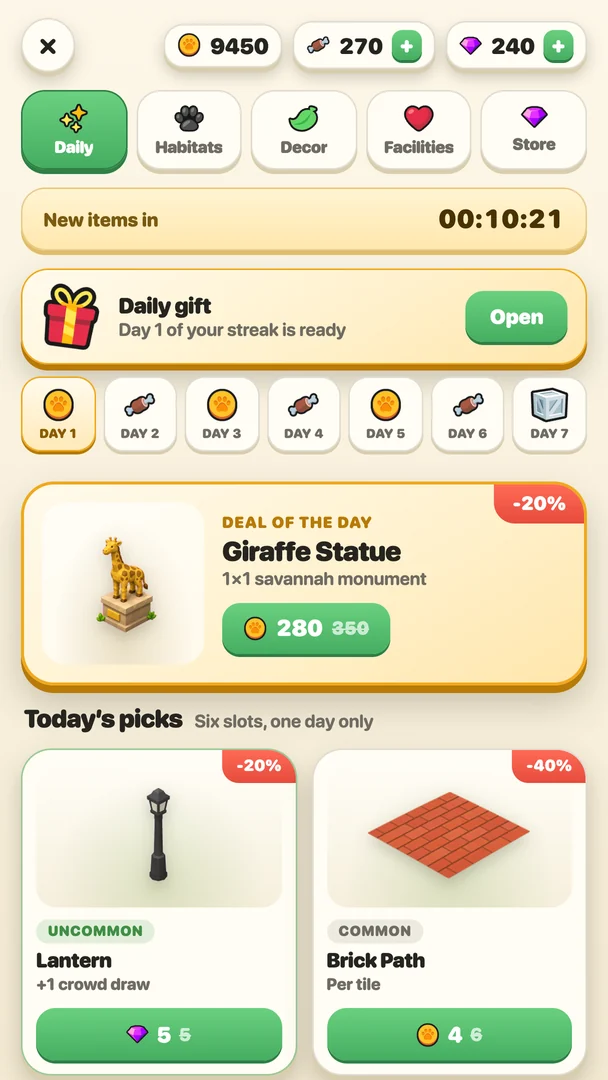 The daily shop in the park
